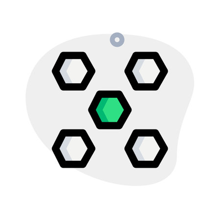 Photovoltaic panel wall panel in a hexagonal shape isolated on a white backgroundのイラスト素材