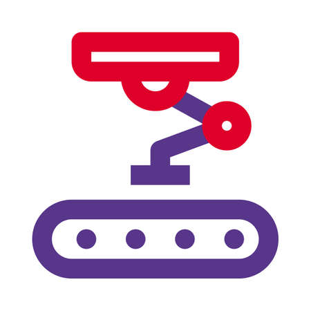 Industrial robot with conveyor belt isolated on a white backgroundのイラスト素材