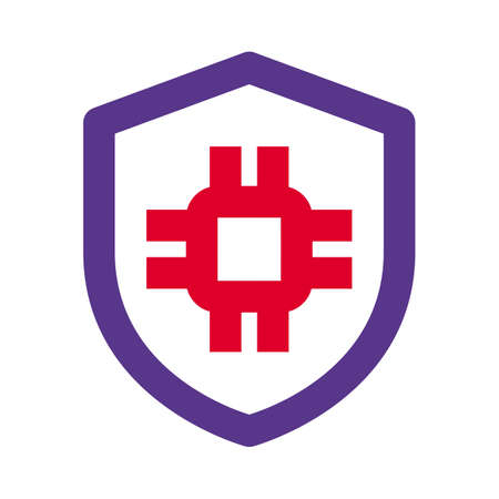 Secure and shielding of microprocessor isolated on a white backgroundのイラスト素材