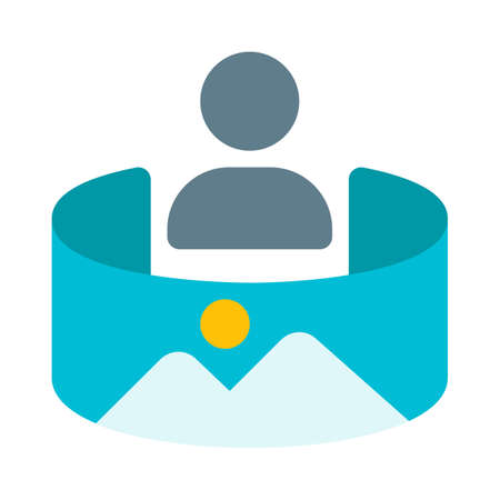 User experiencing the three dimensional immersive display Technologyのイラスト素材