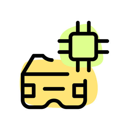 Powerful microchip embedded in a virtual reality headsetのイラスト素材