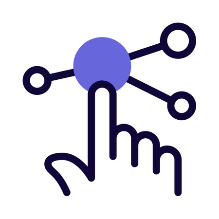 Link connected with nodes interact with a touchscreen displayのイラスト素材