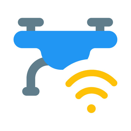 Wireless connectivity between drone and controller isolated on a white backgroundのイラスト素材