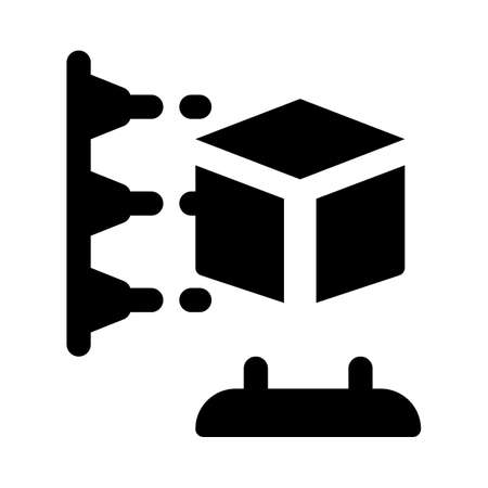3D printing process on a horizontal machine of a cubic shapeのイラスト素材
