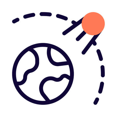 Satellite orbiting into its horizon around earthのイラスト素材