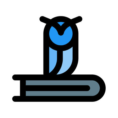 Book and study of owl isolated on a white backgroundのイラスト素材