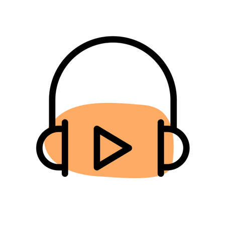 Listening to the music isolated on a white backgroundのイラスト素材