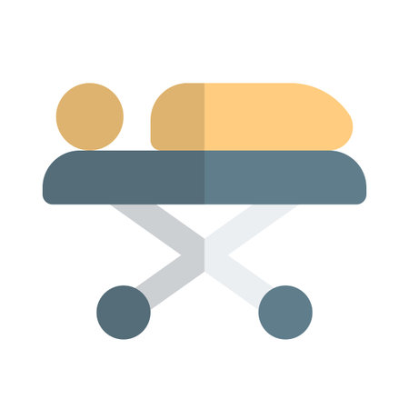 Patient lying on a hospital bed isolated on a white backgroundのイラスト素材