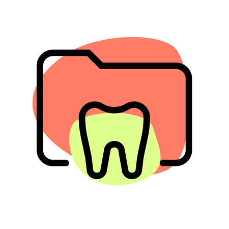 Patient dental report stored in computer archive folderのイラスト素材