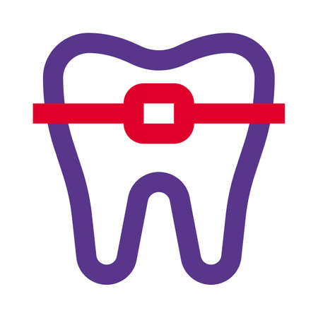 Braces for the teeth to overcome the misalignment of teeth growthのイラスト素材