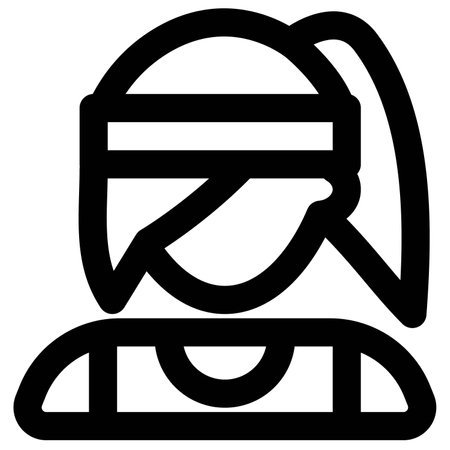 Avatar with side bangs, high ponytail and headbandのイラスト素材