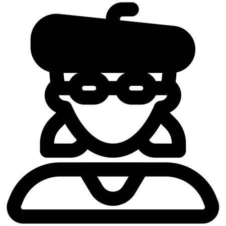 Female avatar with low ponies and french beret hatのイラスト素材