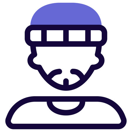 Young man with french beard wearing knit hat and round neck t-shirtのイラスト素材