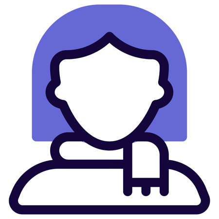 Young woman with middle part short haircut wearing scarfのイラスト素材