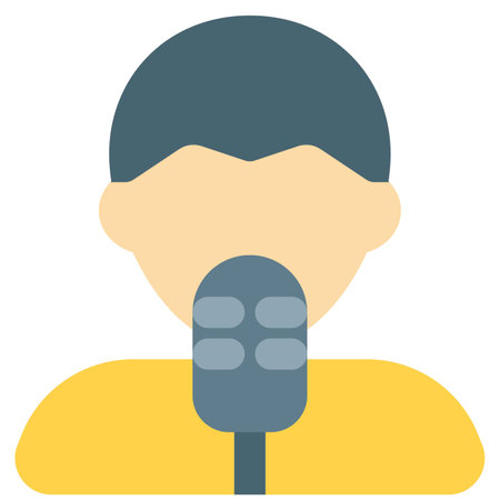 Male journalist avatar with microphoneのイラスト素材