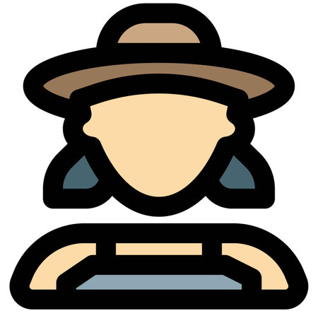 Female farmer wearing cowboy hatのイラスト素材