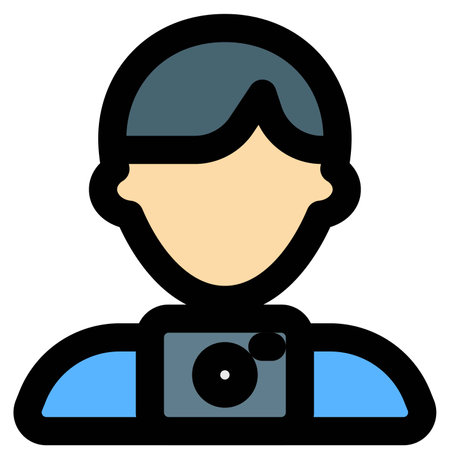 Male photographer with handycam professional avatarのイラスト素材