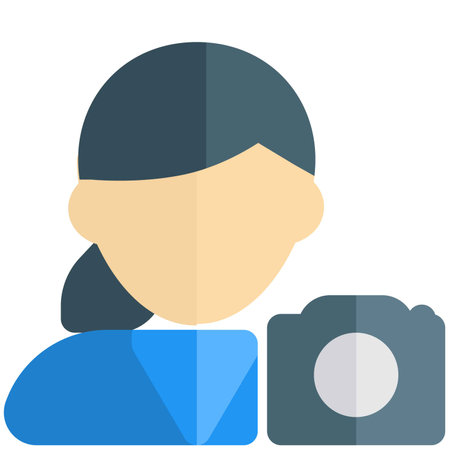 Female photographer with digital cameraのイラスト素材