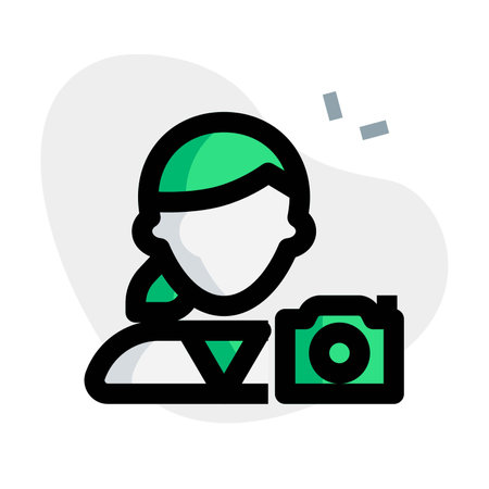 Female photographer with digital cameraのイラスト素材
