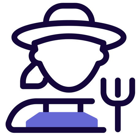 Female agricultural breeder holding pitchforkのイラスト素材