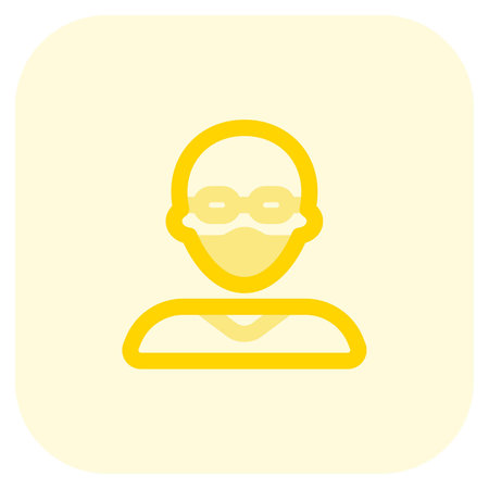 Bald man with specs having on mask for protection.のイラスト素材