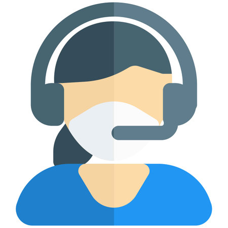 Female customer executive with headset and maskのイラスト素材