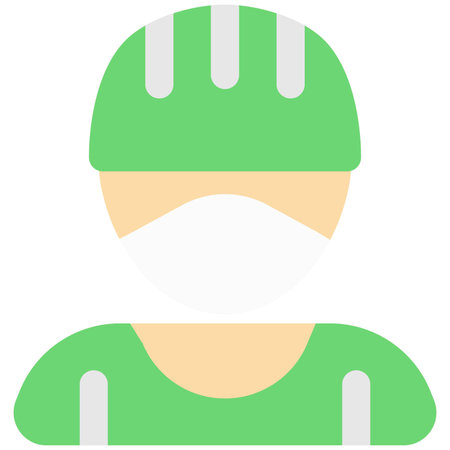 Male cyclist in helmet wearing safety mask.のイラスト素材