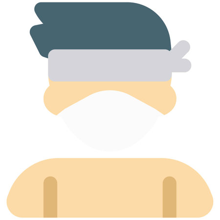 funky hair styled combat in mask and headband.のイラスト素材