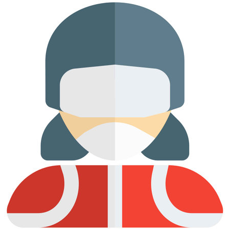 Adventure sports female player with mask and safety gear.のイラスト素材