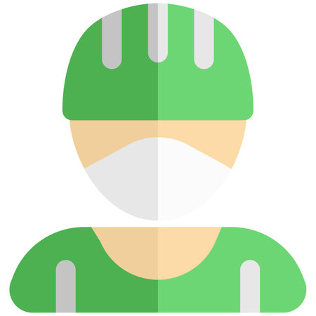 Male cyclist in helmet wearing safety mask.のイラスト素材