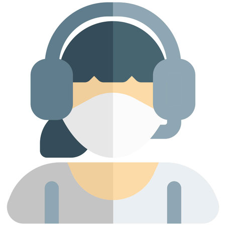 Girl with headset and mask as esport player.のイラスト素材