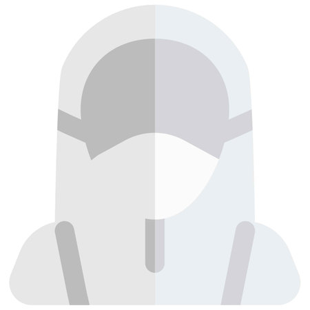 Female wearing fencing headgear for protection.のイラスト素材