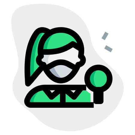 Female   player with racket and mask on.のイラスト素材