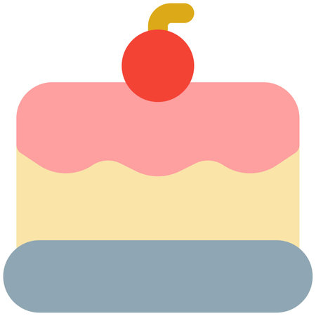 Yummy cake decorated with cream and cherry.のイラスト素材