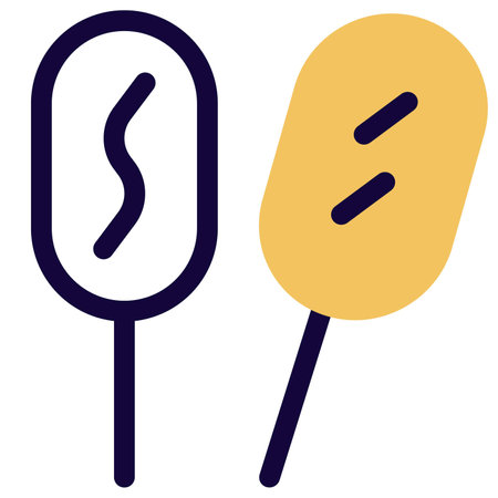 Fried and crispy corndog served with mustard and ketchup.のイラスト素材