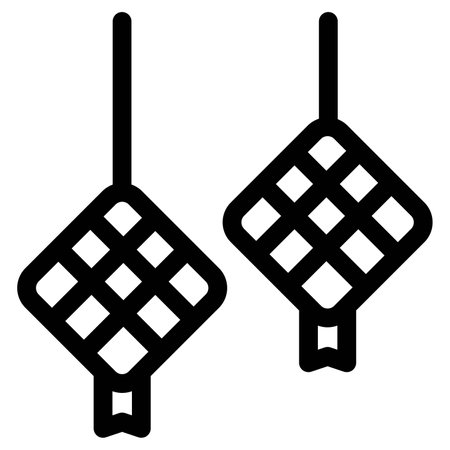 Hot ketupat outline icon setのイラスト素材