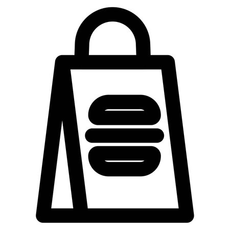 Handheld bag filled with stuffed burger.のイラスト素材