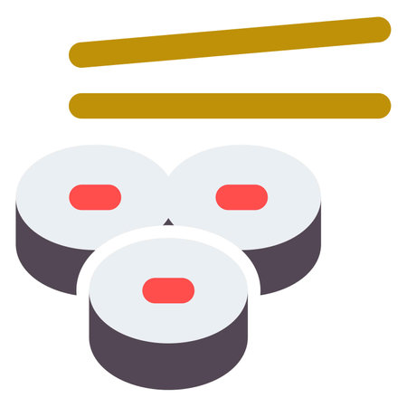 Yummy sushi rolls served with chopsticks.のイラスト素材
