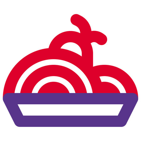 Spaghetti pasta loaded with delicious seasonal veggiesのイラスト素材