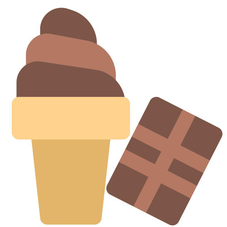 Chocolate ice cream served in cone.のイラスト素材