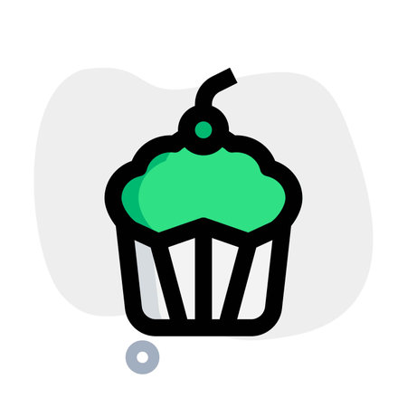 Baked muffin topped with whipped creamのイラスト素材