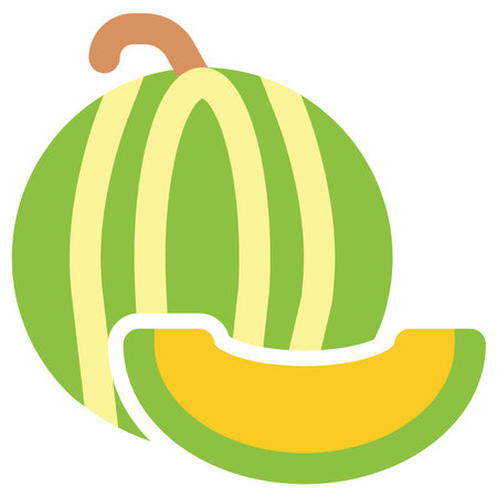 Juicy whole and sliced musk melon.のイラスト素材