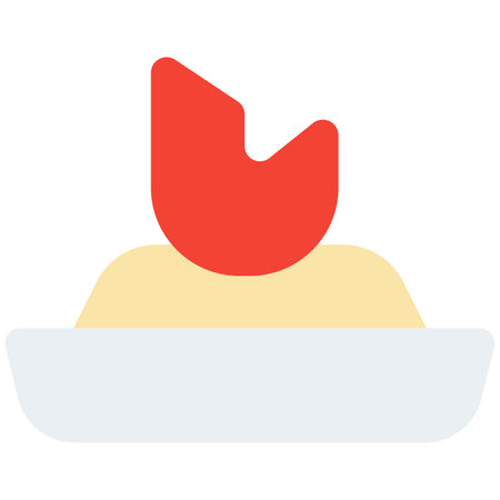 Cooked shrimp served on plate with garnishingのイラスト素材