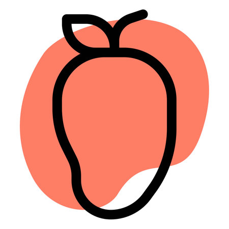 Tropical fresh mango with leaf.のイラスト素材