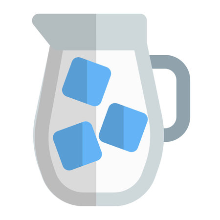 Cold milk with ice cubes in a jug.のイラスト素材