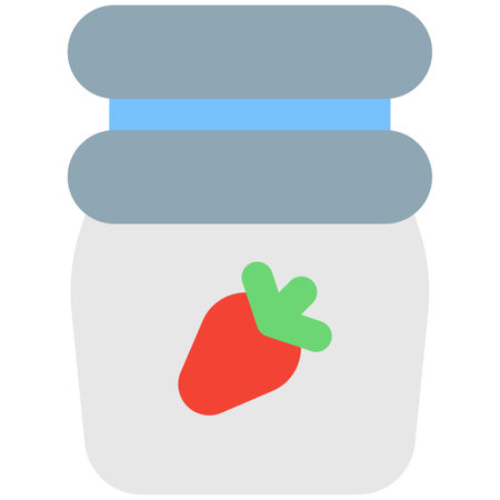 Tasty sweet strawberry jam in glass jar.のイラスト素材
