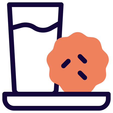 Tasty hot milk with choco chip cookie.のイラスト素材