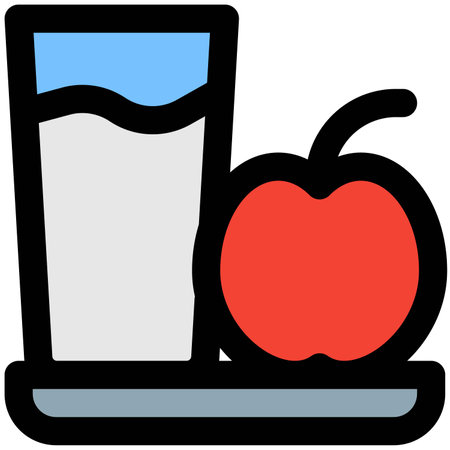 Healthy apple and glass of milk.のイラスト素材