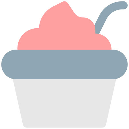 Delicious creamy yogurt bowl served with spoon.