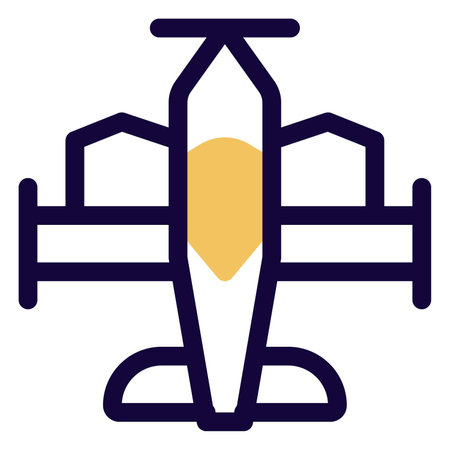 Propelled vintage aircraft with dual wings.のイラスト素材